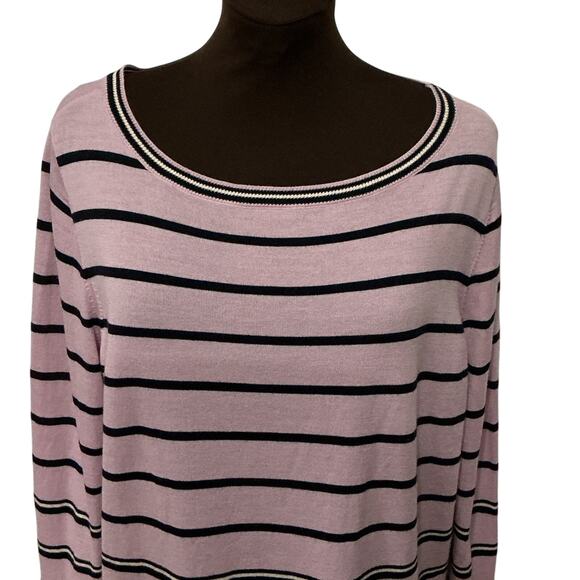 Talbots Woman’s Petites Lavender 100% Merino Wool Stripes Sweater Size 3XP - Picture 3 of 10